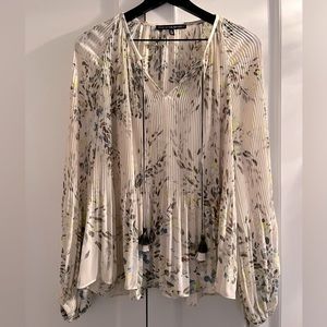 WHBM Bohemian Pleated Long Sleeve Top, size M